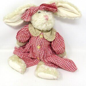 Bunny OHara Boyds Bears Jointed Plush White Easter Rabbit 1998 Red Dress 12"